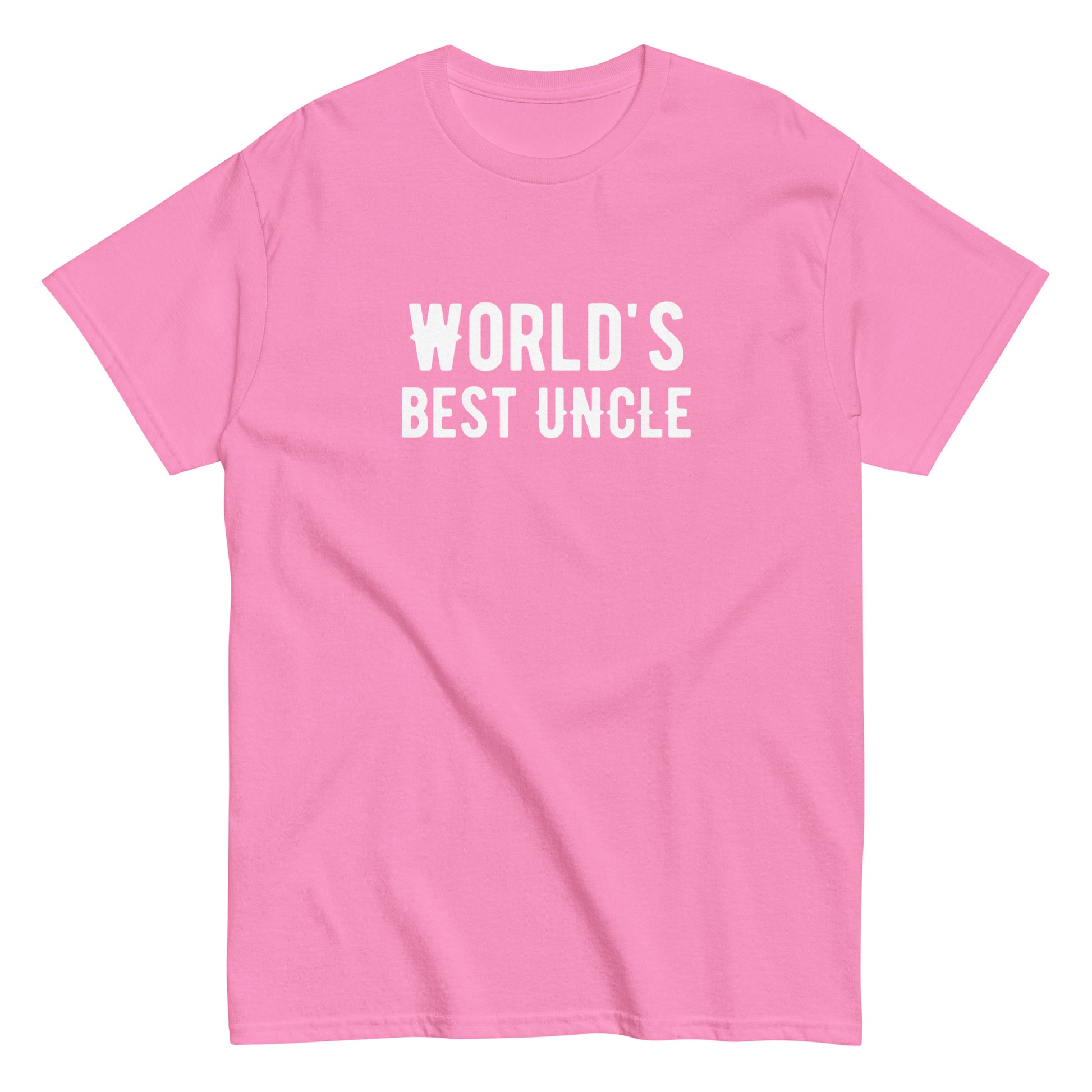The Worlds Best Uncle T-Shirt by FunnyDripStore is a charcoal tee with bold white text—funny merch thats a perfect gift for your favorite uncle.