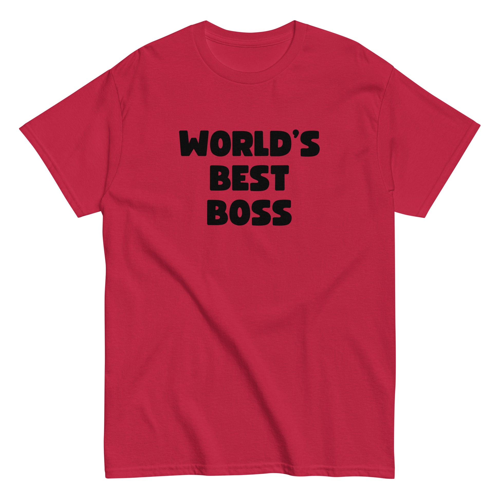 The Worlds Best Boss T-Shirt by FunnyDripStore features bold, white playful lettering on black—perfect as a funny shirt and must-have merch for fans of humorous style.