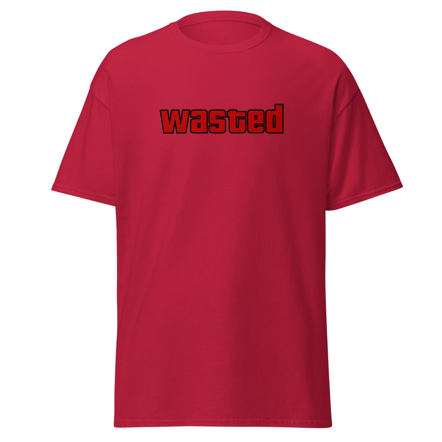 The Wasted T-Shirt by FunnyDripStore is a black tee with wasted in bold, red block letters on the chest—ideal funny merch for statement-making style.