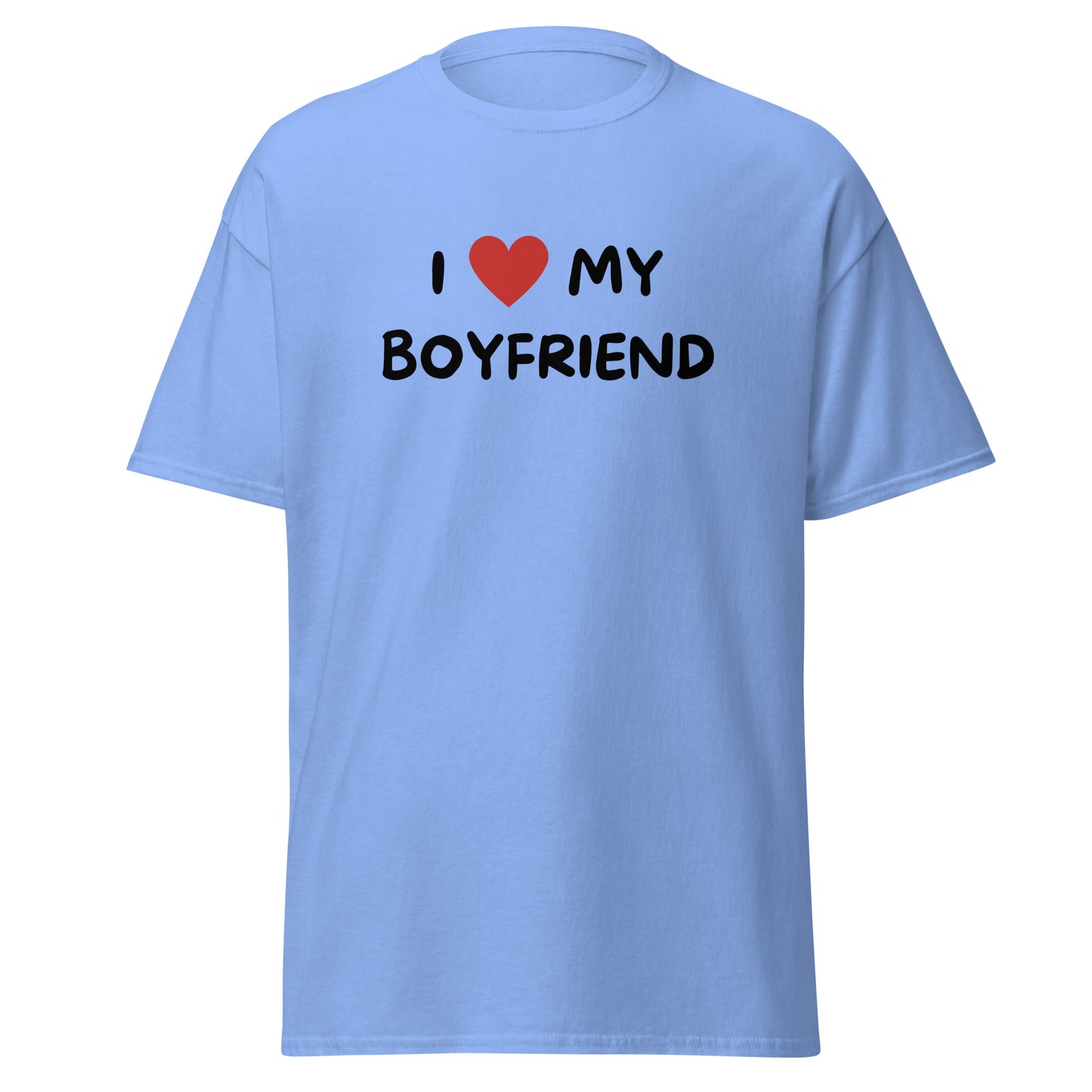 The FunnyDripStore I Love My Boyfriend T-Shirt is a purple meme shirt with white text and a red heart. Its perfect for anyone who loves playful, expressive fashion and wants to show off their fun side.