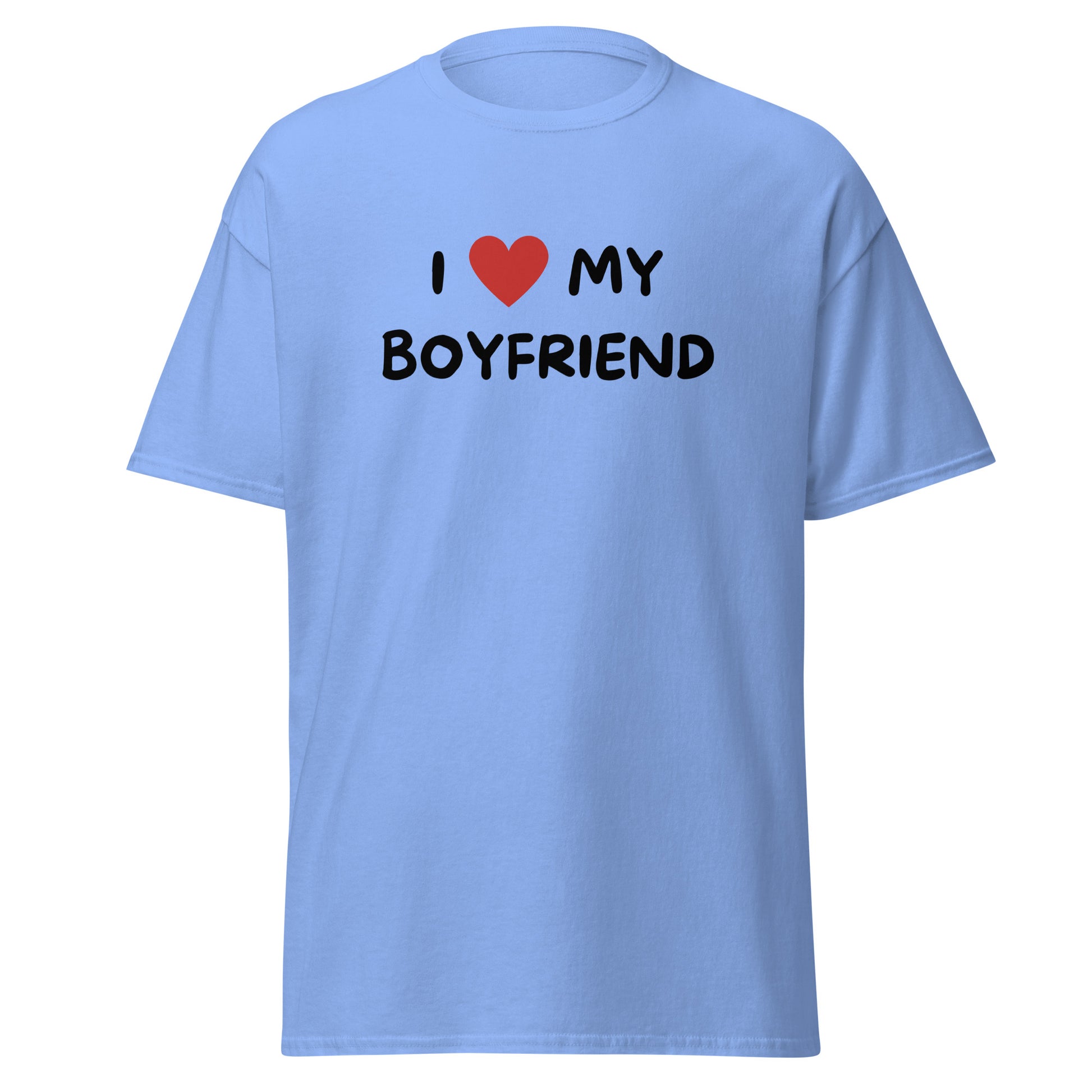 The FunnyDripStore I Love My Boyfriend T-Shirt is a purple meme shirt with white text and a red heart. Its perfect for anyone who loves playful, expressive fashion and wants to show off their fun side.