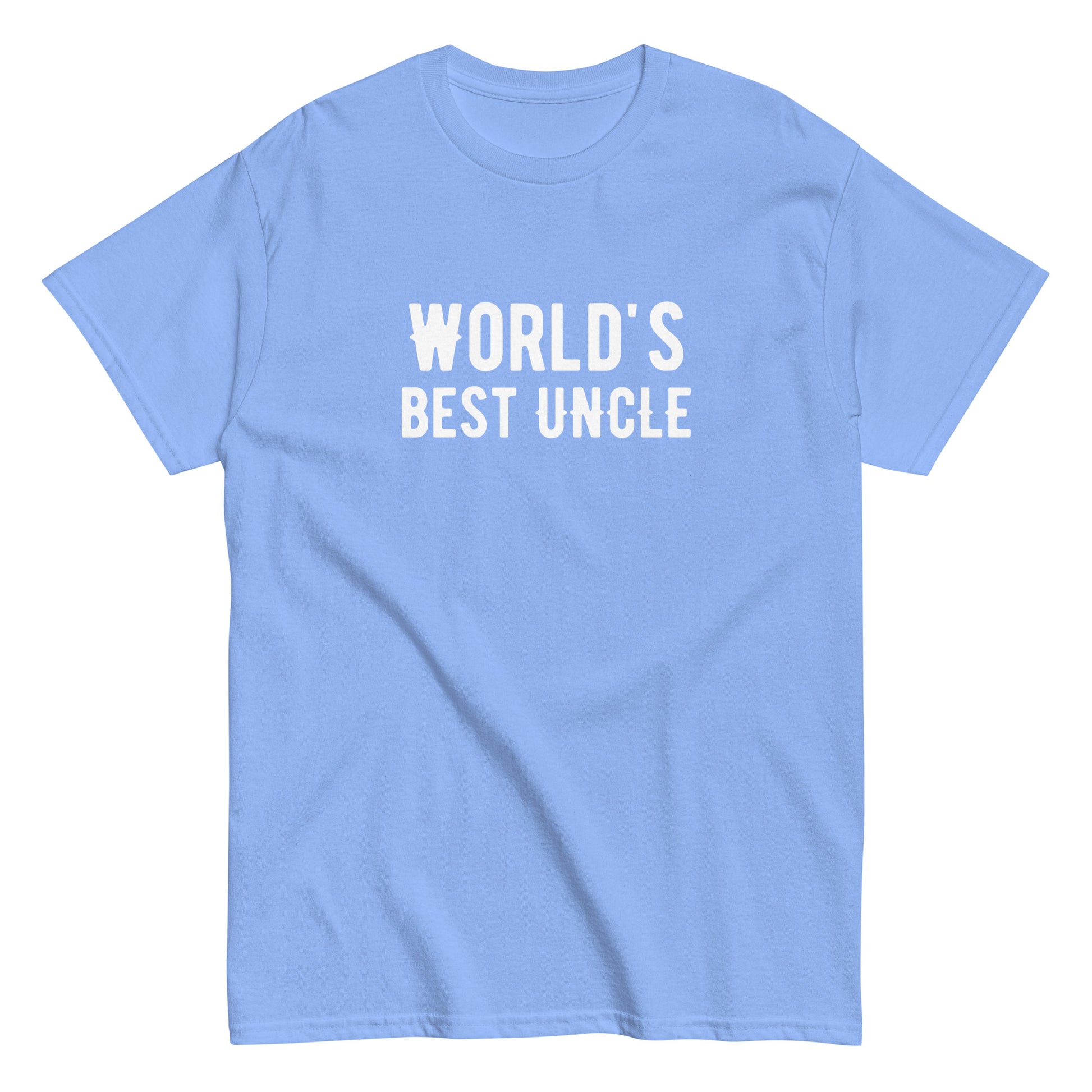 The Worlds Best Uncle T-Shirt by FunnyDripStore is a charcoal tee with bold white text—funny merch thats a perfect gift for your favorite uncle.