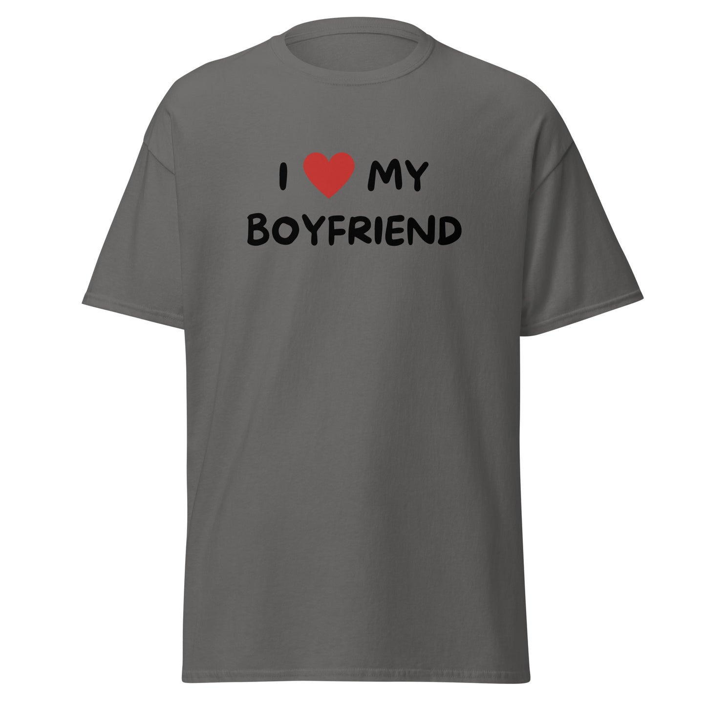 The FunnyDripStore I Love My Boyfriend T-Shirt is a purple meme shirt with white text and a red heart. Its perfect for anyone who loves playful, expressive fashion and wants to show off their fun side.