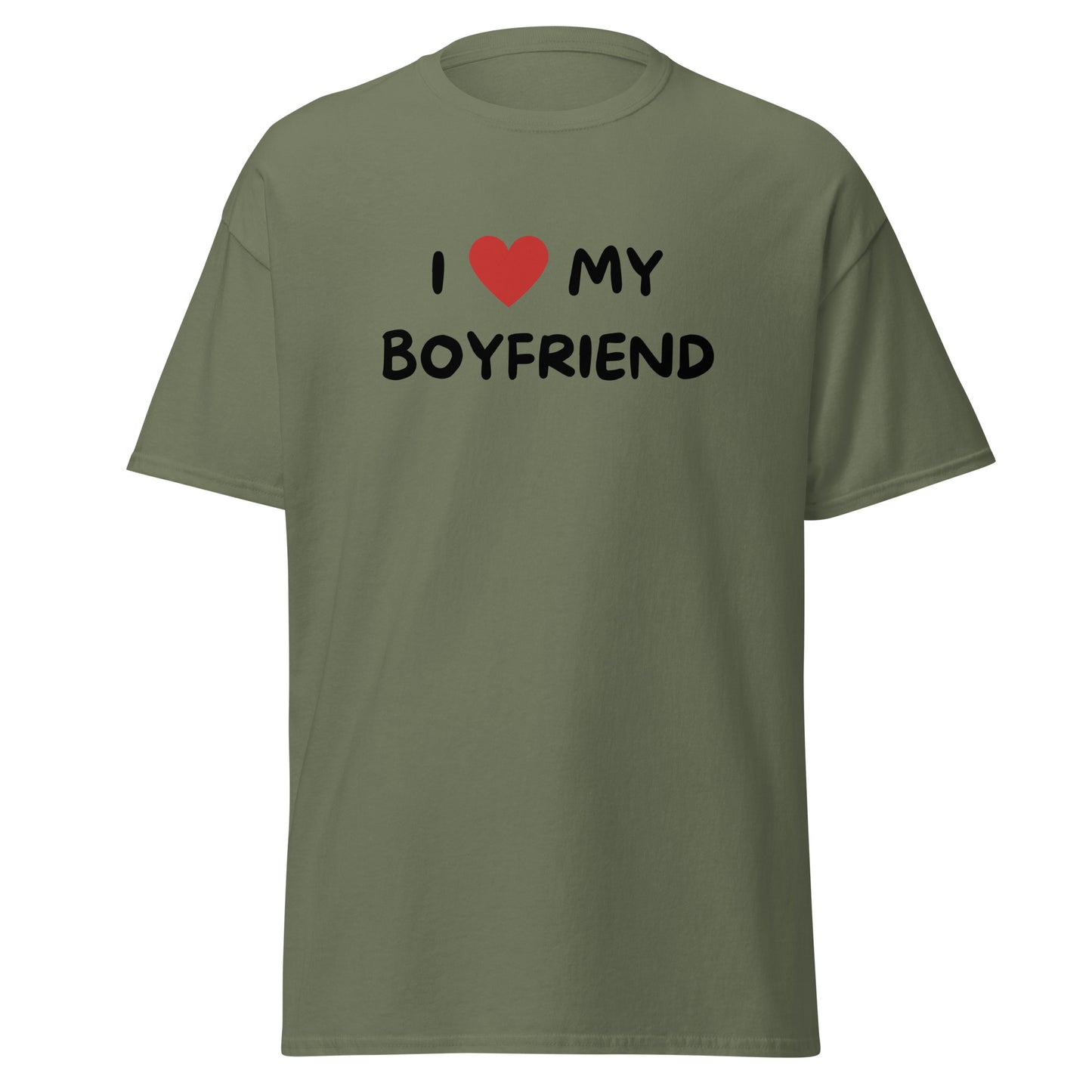The FunnyDripStore I Love My Boyfriend T-Shirt is a purple meme shirt with white text and a red heart. Its perfect for anyone who loves playful, expressive fashion and wants to show off their fun side.