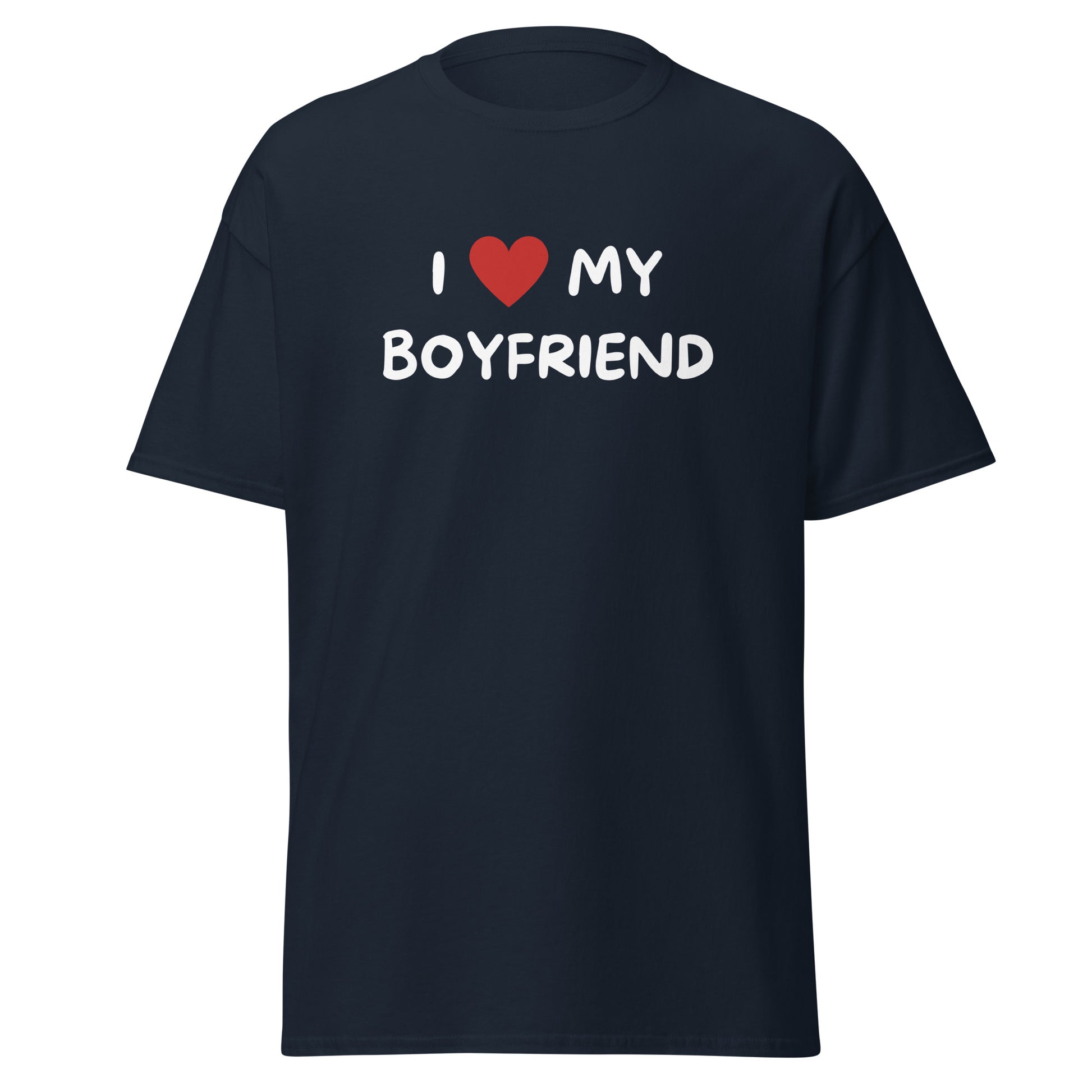 The FunnyDripStore I Love My Boyfriend T-Shirt is a purple meme shirt with white text and a red heart. Its perfect for anyone who loves playful, expressive fashion and wants to show off their fun side.
