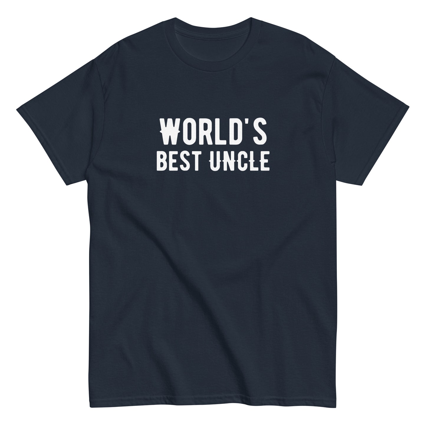 The Worlds Best Uncle T-Shirt by FunnyDripStore is a charcoal tee with bold white text—funny merch thats a perfect gift for your favorite uncle.
