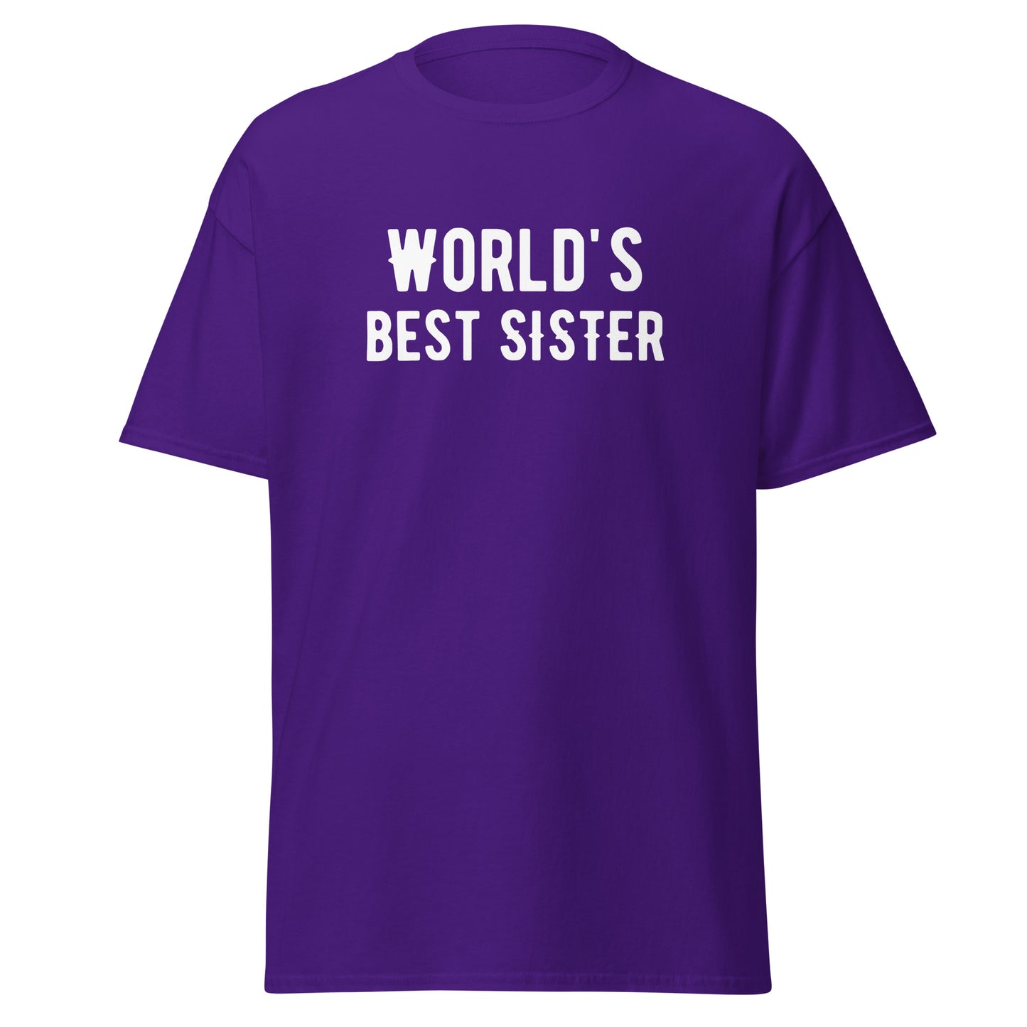 The Worlds Best Sister T-Shirt by FunnyDripStore is a purple tee with bold white text—an ideal funny gift for sisters who love humor.