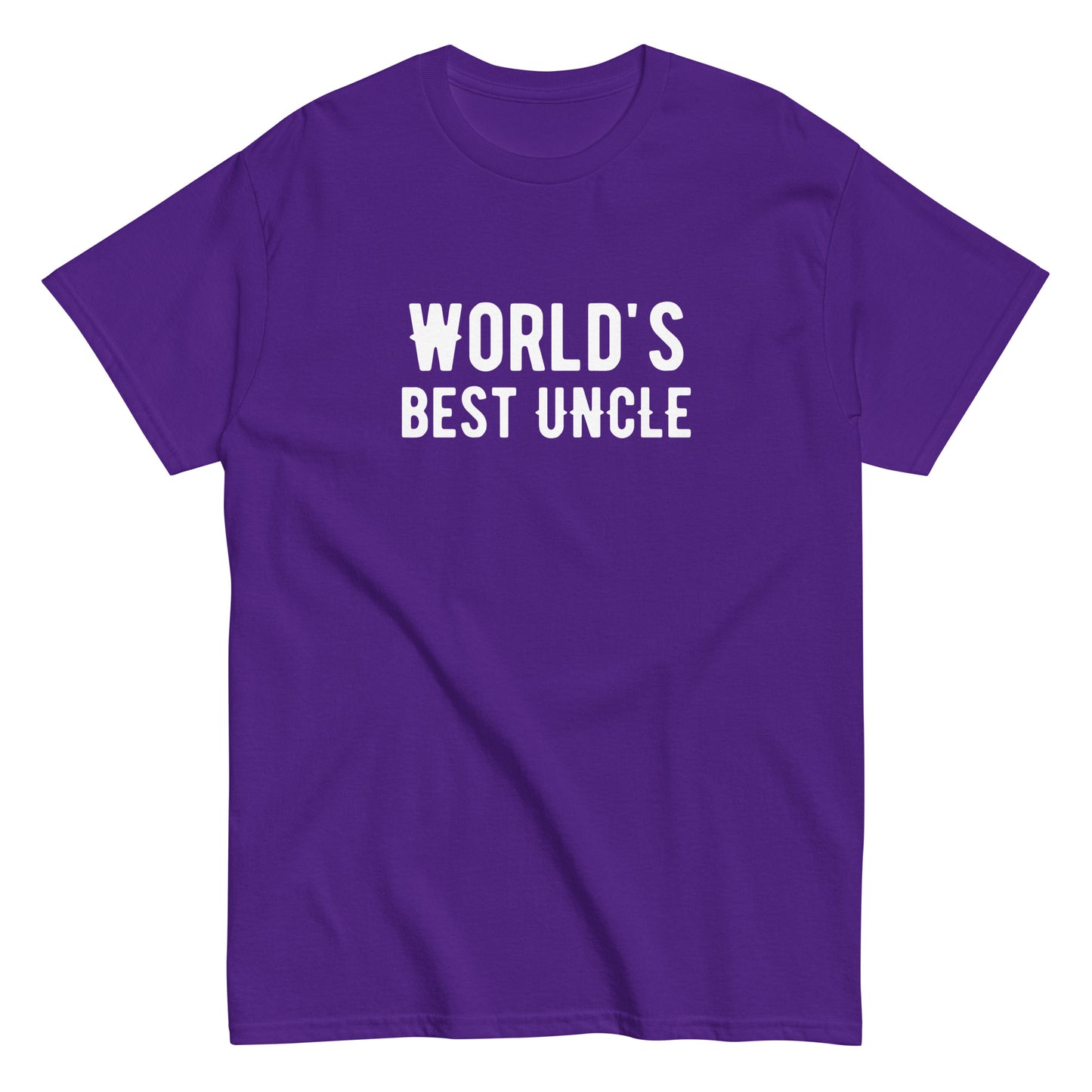 The Worlds Best Uncle T-Shirt by FunnyDripStore is a charcoal tee with bold white text—funny merch thats a perfect gift for your favorite uncle.