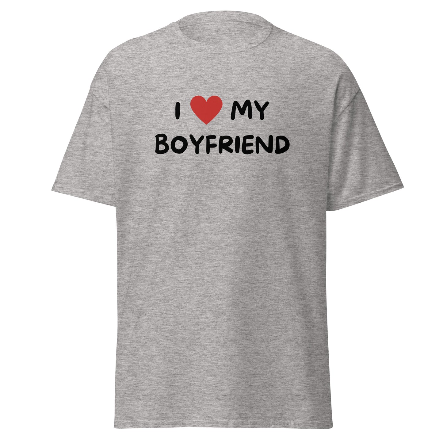 The FunnyDripStore I Love My Boyfriend T-Shirt is a purple meme shirt with white text and a red heart. Its perfect for anyone who loves playful, expressive fashion and wants to show off their fun side.
