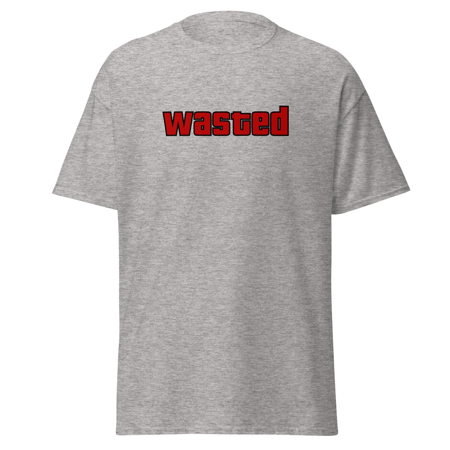 The Wasted T-Shirt by FunnyDripStore is a black tee with wasted in bold, red block letters on the chest—ideal funny merch for statement-making style.