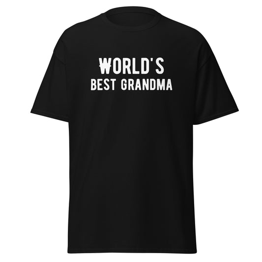 The Worlds Best Grandma T-Shirt by FunnyDripStore comes in cardinal and features bold white lettering—an ideal funny or meme shirt for your favorite grandma.