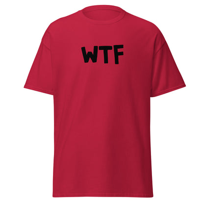 The WTF T-Shirt by FunnyDripStore is a black meme tee with bold, white, cartoon-style WTF lettering—ideal for anyone who loves wearing a funny t-shirt with attitude.