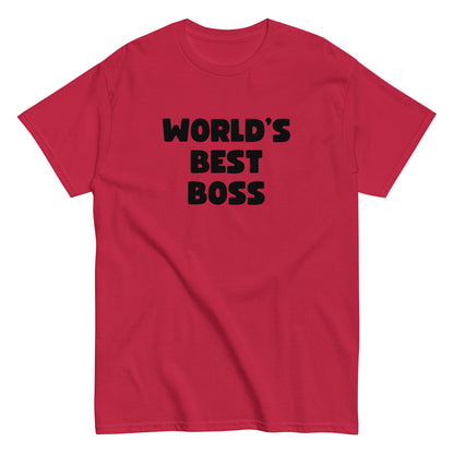 The Worlds Best Boss T-Shirt by FunnyDripStore features bold, white playful lettering on black—perfect as a funny shirt and must-have merch for fans of humorous style.