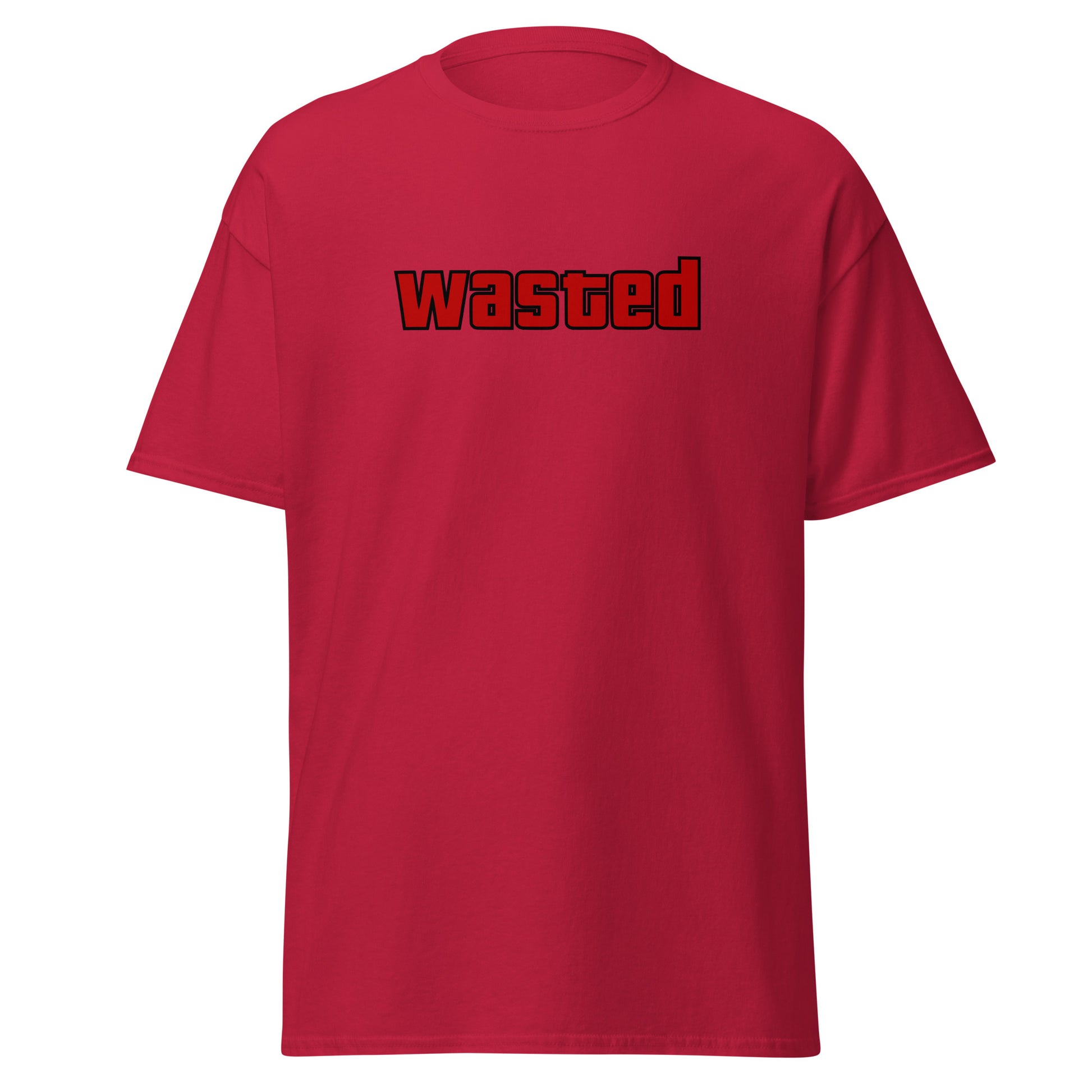 The Wasted T-Shirt by FunnyDripStore is a black tee with wasted in bold, red block letters on the chest—ideal funny merch for statement-making style.