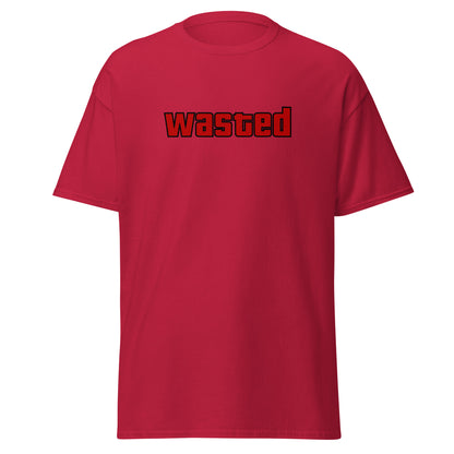 The Wasted T-Shirt by FunnyDripStore is a black tee with wasted in bold, red block letters on the chest—ideal funny merch for statement-making style.
