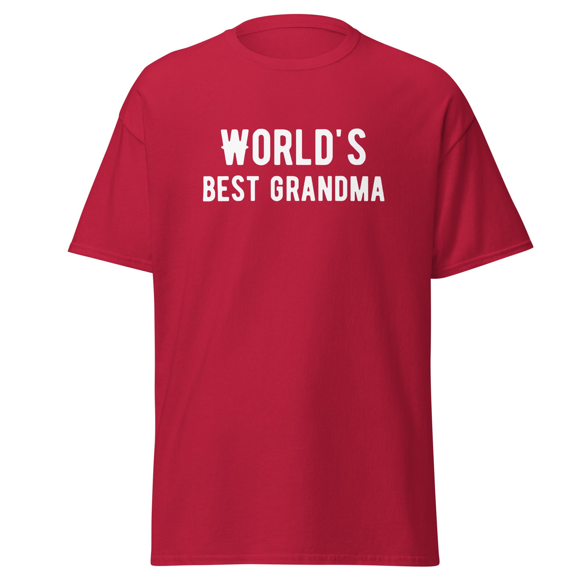 The Worlds Best Grandma T-Shirt by FunnyDripStore comes in cardinal and features bold white lettering—an ideal funny or meme shirt for your favorite grandma.