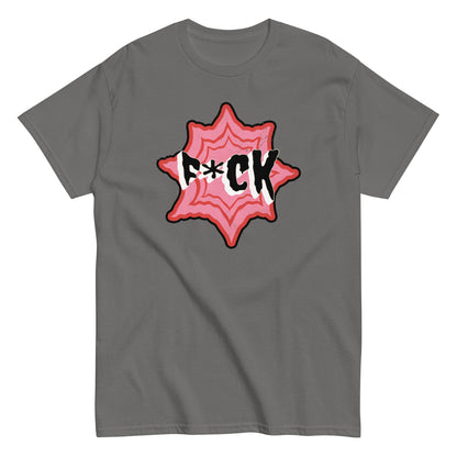 The F*ck T-Shirt by FunnyDripStore is a black tee with F*CK in bold black and white letters, a red asterisk as the U, all centered in a jagged red and pink starburst—a standout funny merch item.