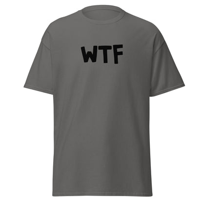 The WTF T-Shirt by FunnyDripStore is a black meme tee with bold, white, cartoon-style WTF lettering—ideal for anyone who loves wearing a funny t-shirt with attitude.