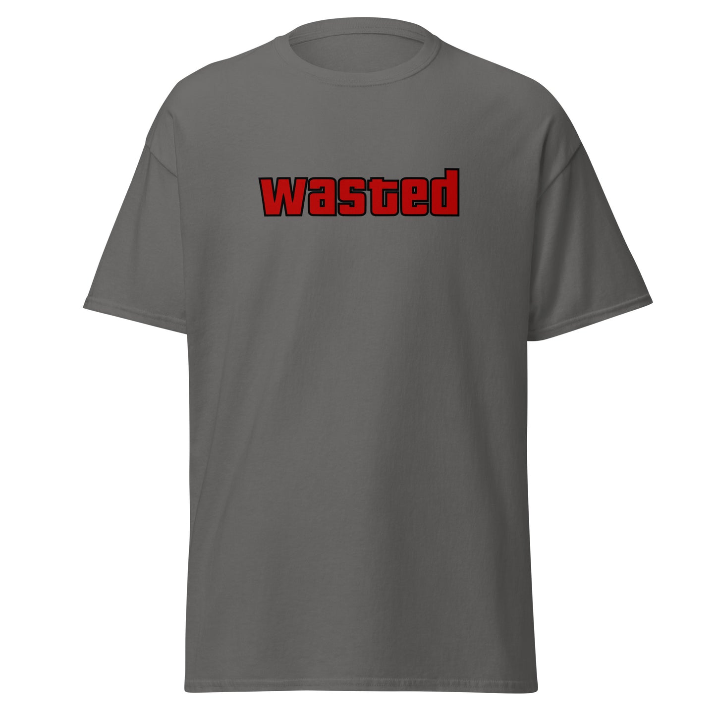 The Wasted T-Shirt by FunnyDripStore is a black tee with wasted in bold, red block letters on the chest—ideal funny merch for statement-making style.