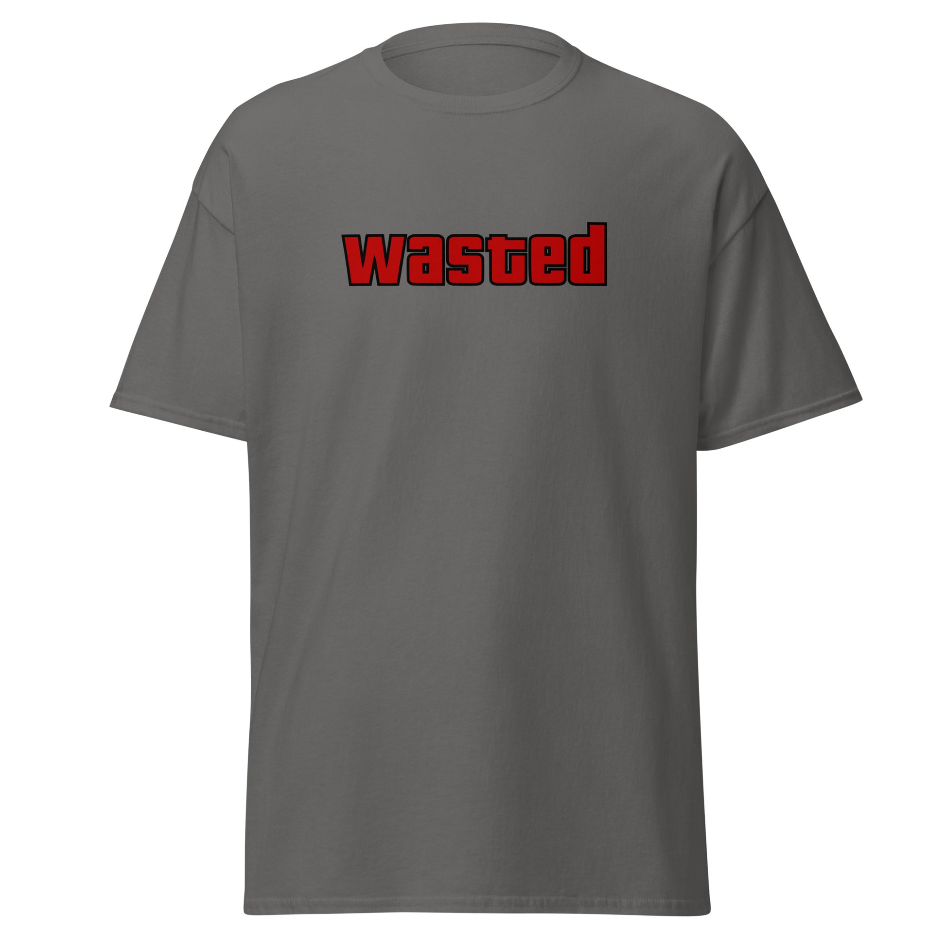 The Wasted T-Shirt by FunnyDripStore is a black tee with wasted in bold, red block letters on the chest—ideal funny merch for statement-making style.