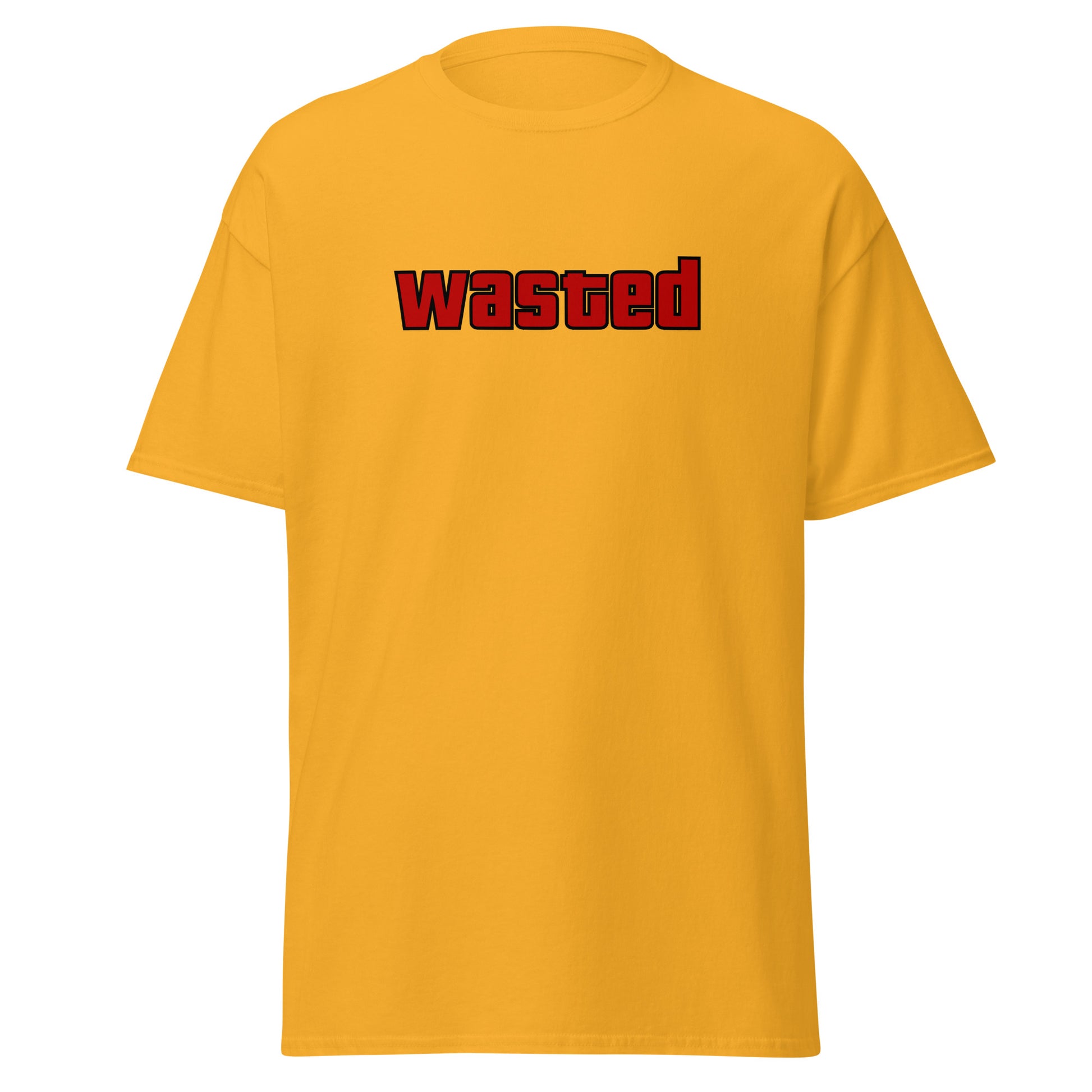 The Wasted T-Shirt by FunnyDripStore is a black tee with wasted in bold, red block letters on the chest—ideal funny merch for statement-making style.