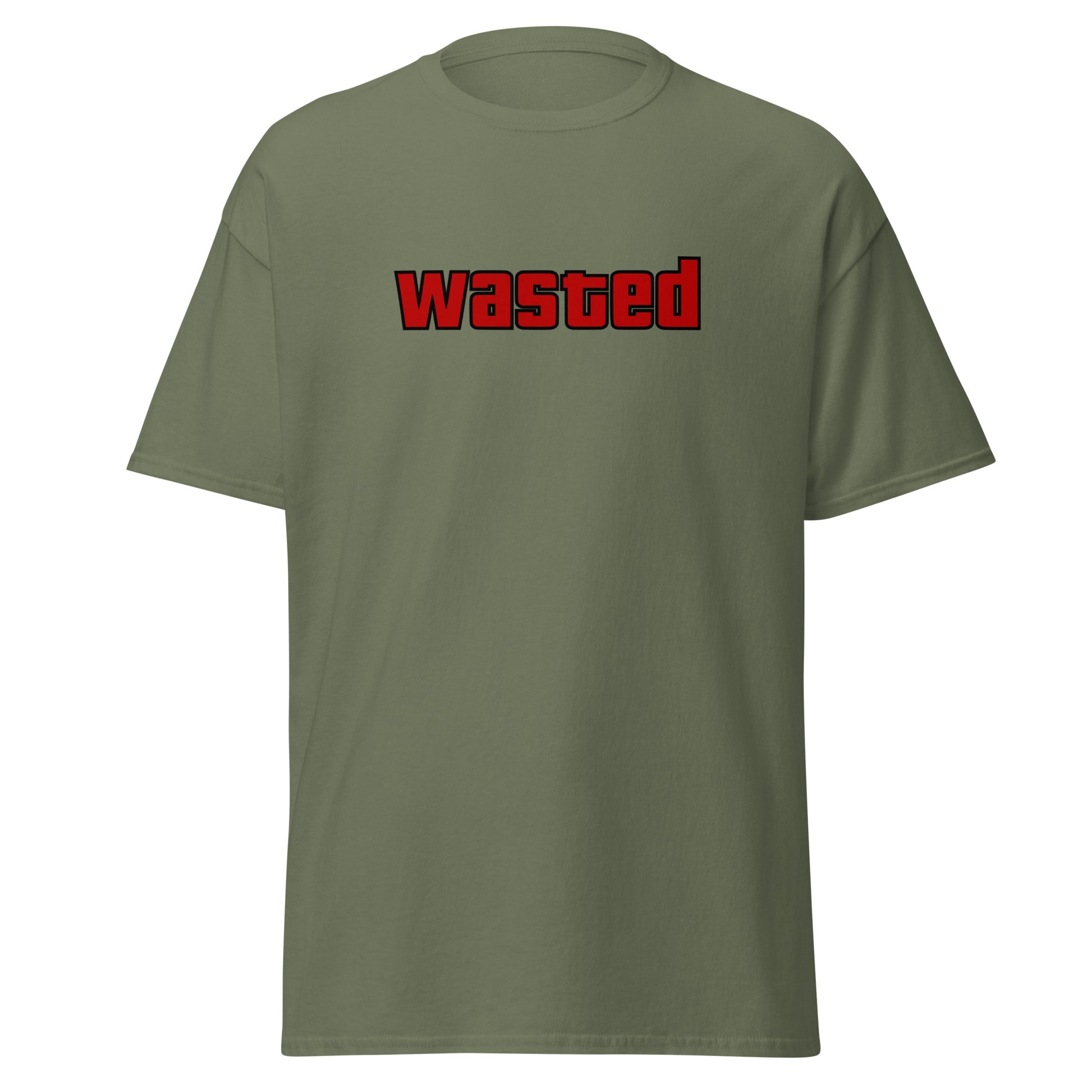 The Wasted T-Shirt by FunnyDripStore is a black tee with wasted in bold, red block letters on the chest—ideal funny merch for statement-making style.