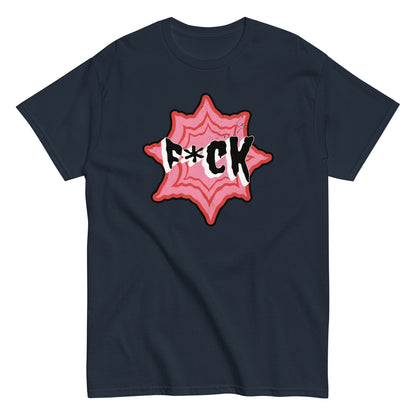 The F*ck T-Shirt by FunnyDripStore is a black tee with F*CK in bold black and white letters, a red asterisk as the U, all centered in a jagged red and pink starburst—a standout funny merch item.