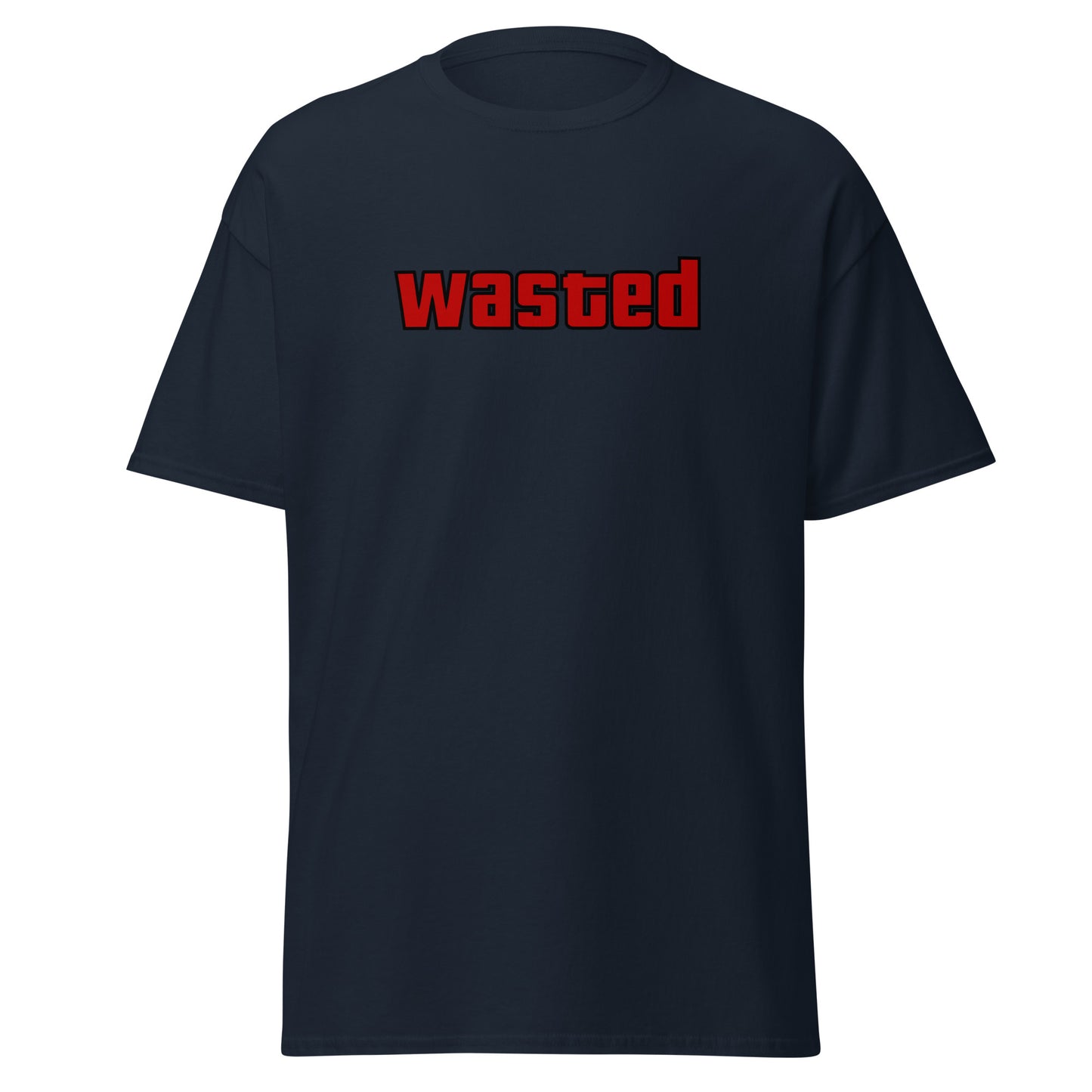 The Wasted T-Shirt by FunnyDripStore is a black tee with wasted in bold, red block letters on the chest—ideal funny merch for statement-making style.