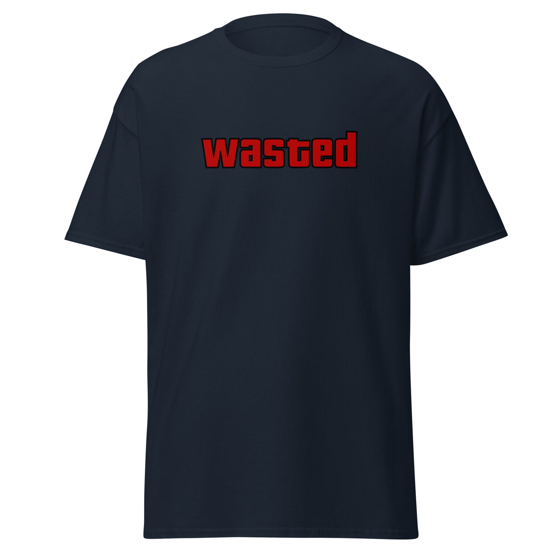 The Wasted T-Shirt by FunnyDripStore is a black tee with wasted in bold, red block letters on the chest—ideal funny merch for statement-making style.