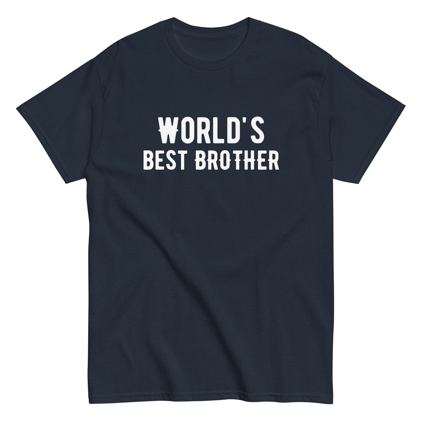The Worlds Best Brother T-Shirt by FunnyDripStore features the bold phrase in white on a navy shirt—a fun way to show sibling pride.