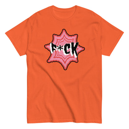 The F*ck T-Shirt by FunnyDripStore is a black tee with F*CK in bold black and white letters, a red asterisk as the U, all centered in a jagged red and pink starburst—a standout funny merch item.