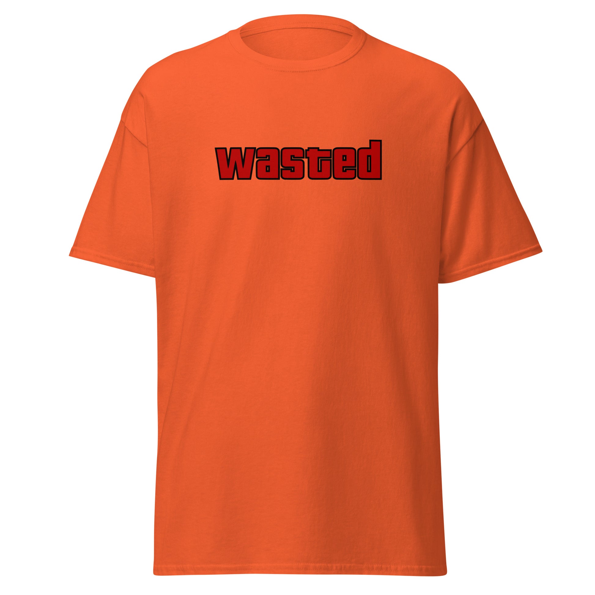 The Wasted T-Shirt by FunnyDripStore is a black tee with wasted in bold, red block letters on the chest—ideal funny merch for statement-making style.