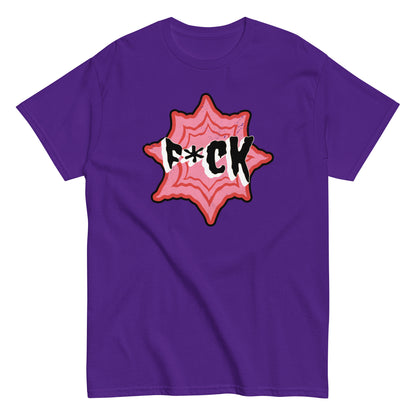 The F*ck T-Shirt by FunnyDripStore is a black tee with F*CK in bold black and white letters, a red asterisk as the U, all centered in a jagged red and pink starburst—a standout funny merch item.