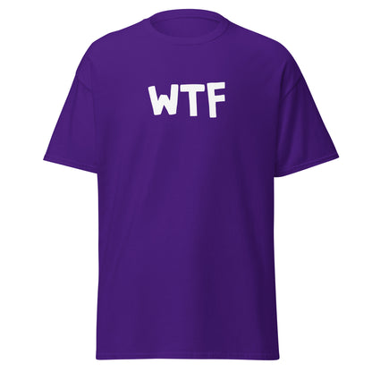 The WTF T-Shirt by FunnyDripStore is a black meme tee with bold, white, cartoon-style WTF lettering—ideal for anyone who loves wearing a funny t-shirt with attitude.