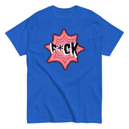 The F*ck T-Shirt by FunnyDripStore is a black tee with F*CK in bold black and white letters, a red asterisk as the U, all centered in a jagged red and pink starburst—a standout funny merch item.