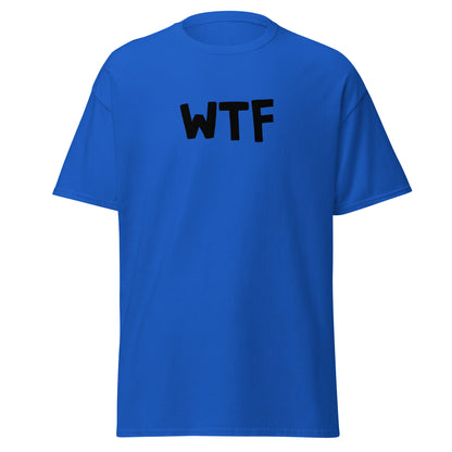 The WTF T-Shirt by FunnyDripStore is a black meme tee with bold, white, cartoon-style WTF lettering—ideal for anyone who loves wearing a funny t-shirt with attitude.