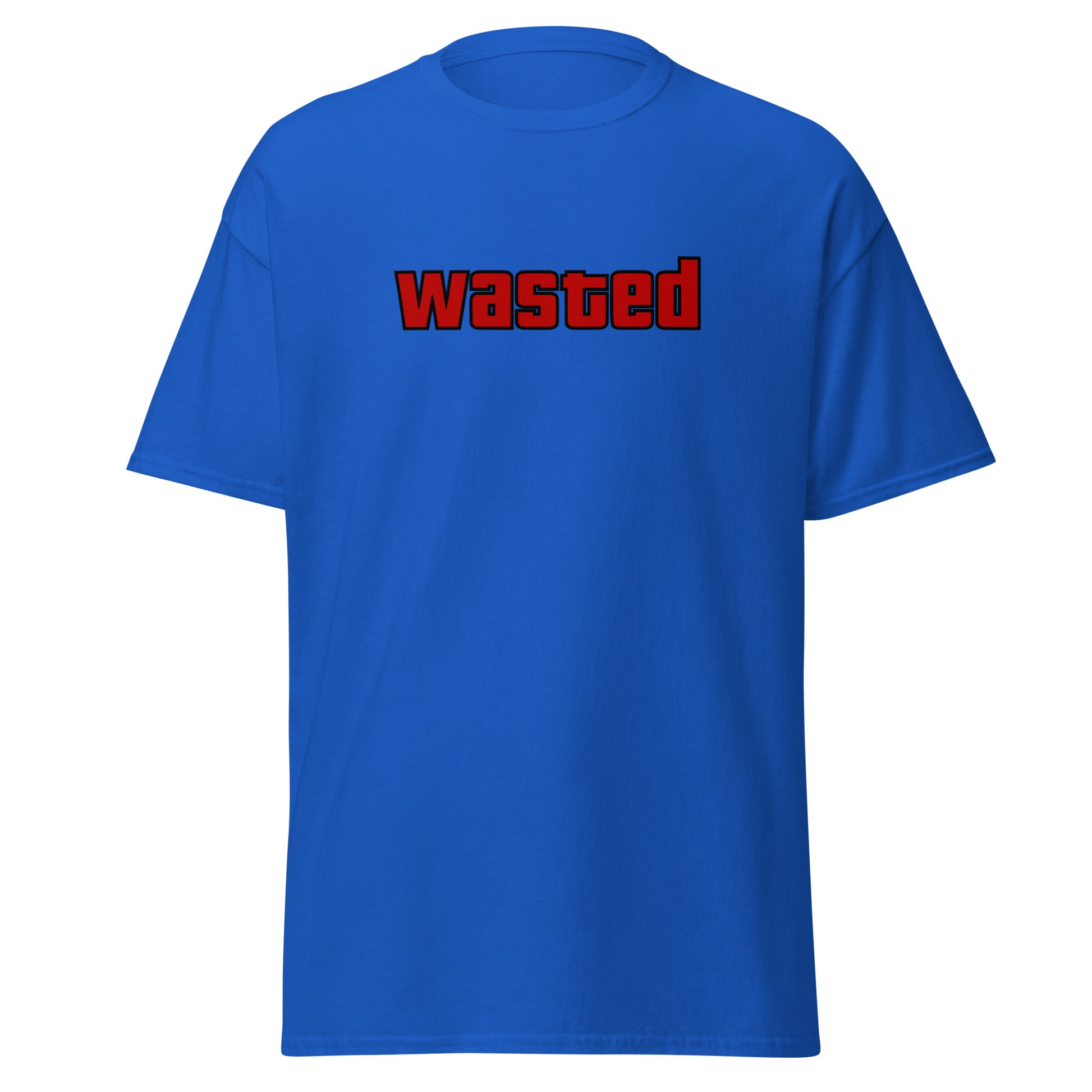 The Wasted T-Shirt by FunnyDripStore is a black tee with wasted in bold, red block letters on the chest—ideal funny merch for statement-making style.