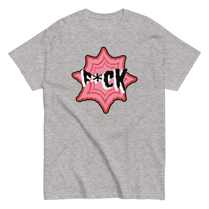 The F*ck T-Shirt by FunnyDripStore is a black tee with F*CK in bold black and white letters, a red asterisk as the U, all centered in a jagged red and pink starburst—a standout funny merch item.