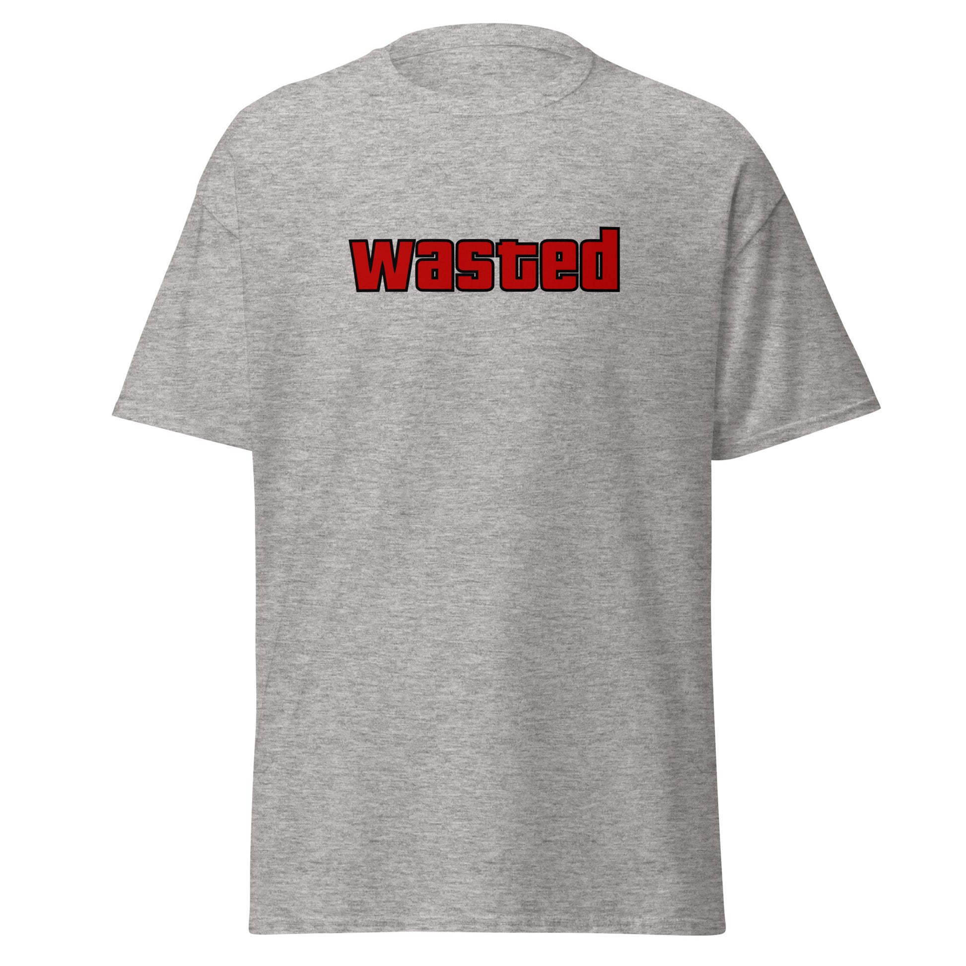 The Wasted T-Shirt by FunnyDripStore is a black tee with wasted in bold, red block letters on the chest—ideal funny merch for statement-making style.