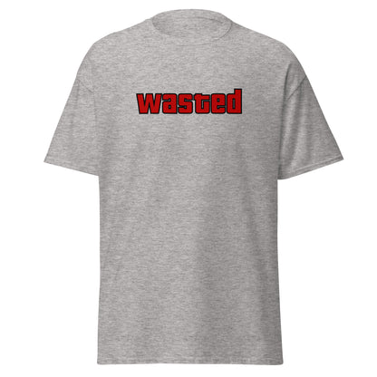 The Wasted T-Shirt by FunnyDripStore is a black tee with wasted in bold, red block letters on the chest—ideal funny merch for statement-making style.