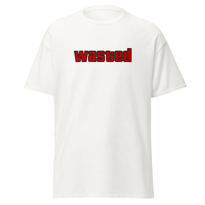 The Wasted T-Shirt by FunnyDripStore is a black tee with wasted in bold, red block letters on the chest—ideal funny merch for statement-making style.